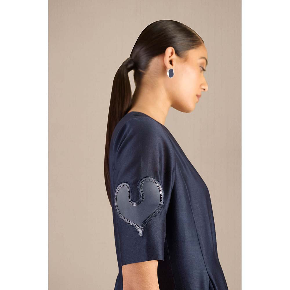 AMPM Navy Blue Alizeh Dress With Belt (Set of 2)