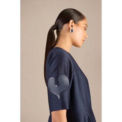 AMPM Navy Blue Alizeh Dress With Belt (Set of 2)