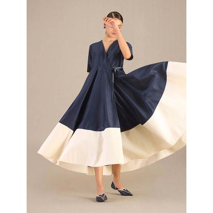 AMPM Navy Blue Alizeh Dress With Belt (Set of 2)