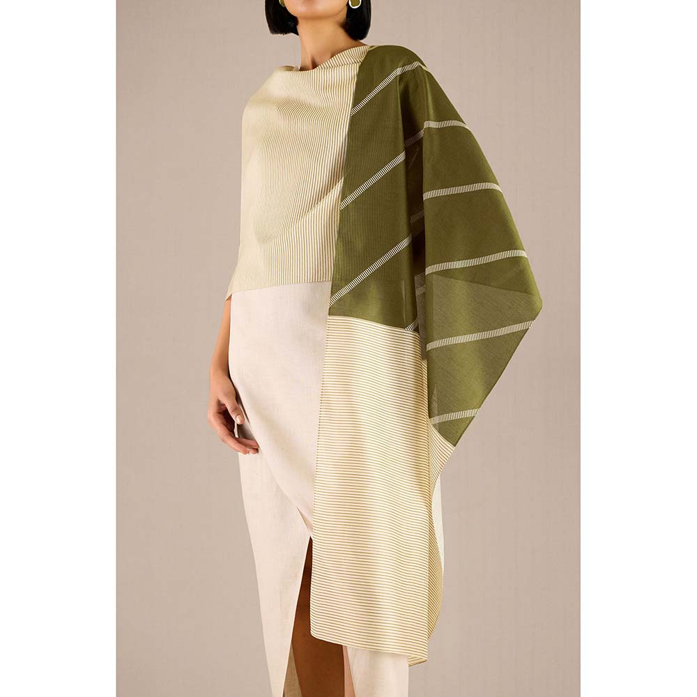 AMPM Green Stripes Printed Tiya Scarf