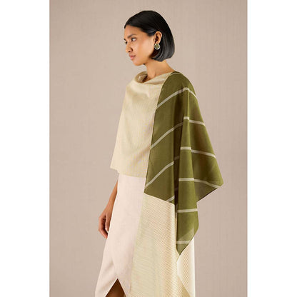 AMPM Green Stripes Printed Tiya Scarf