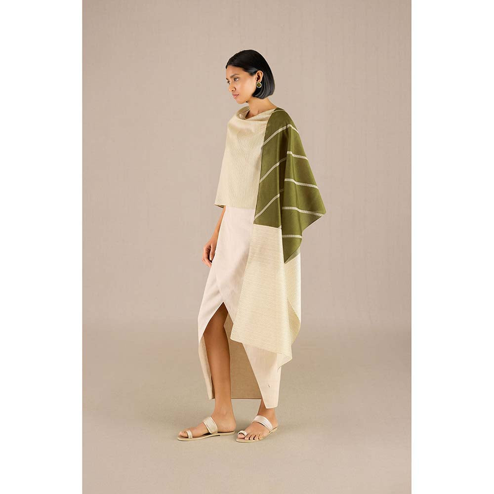 AMPM Green Stripes Printed Tiya Scarf