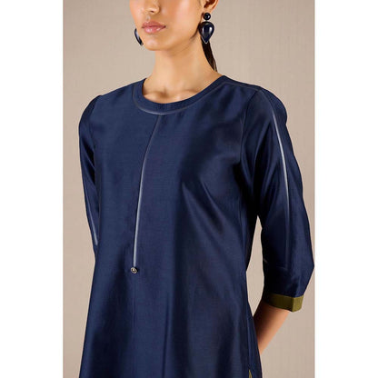 AMPM Navy Blue Kasia Kurta with Palazzo and Dupatta (Set of 3)