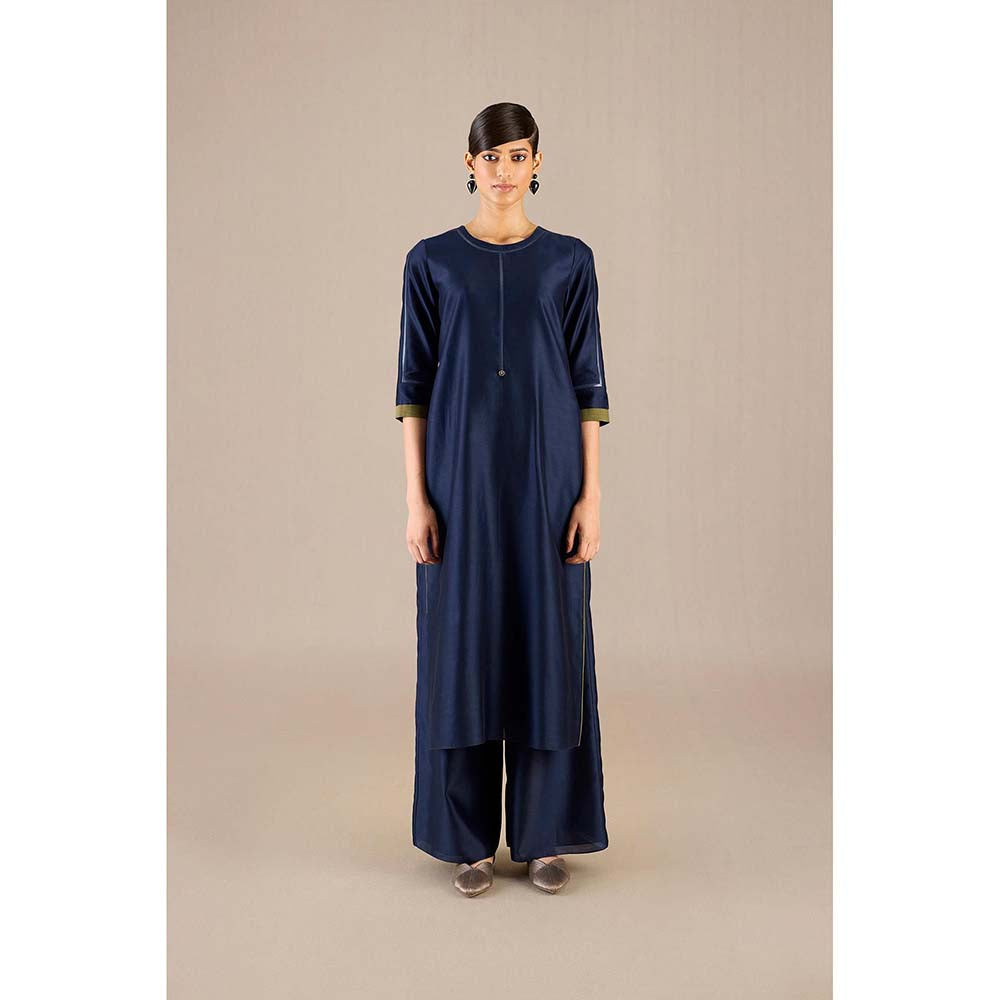 AMPM Navy Blue Kasia Kurta with Palazzo and Dupatta (Set of 3)