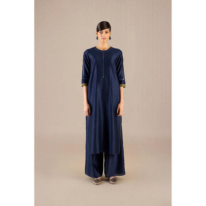 AMPM Navy Blue Kasia Kurta with Palazzo and Dupatta (Set of 3)