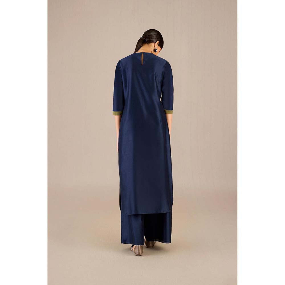 AMPM Navy Blue Kasia Kurta with Palazzo and Dupatta (Set of 3)