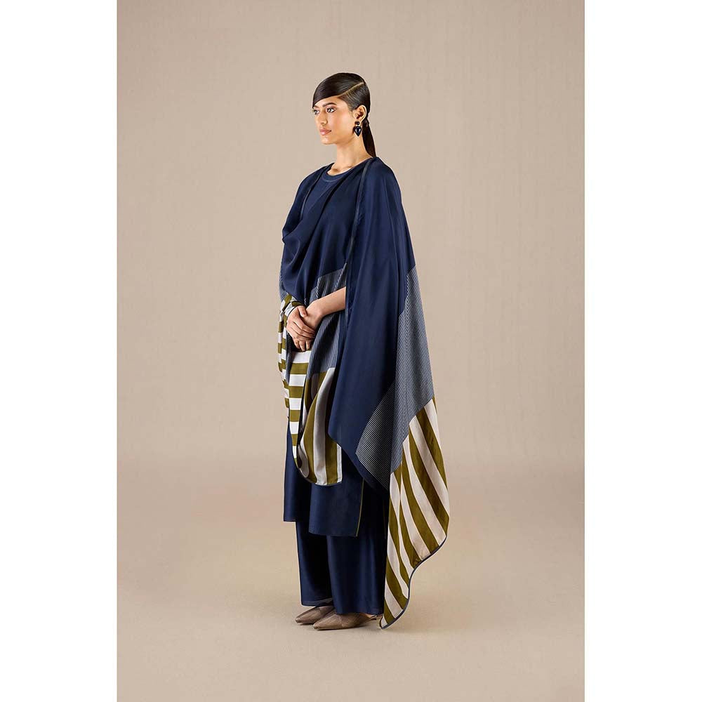 AMPM Navy Blue Kasia Kurta with Palazzo and Dupatta (Set of 3)