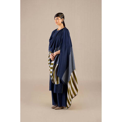 AMPM Navy Blue Kasia Kurta with Palazzo and Dupatta (Set of 3)