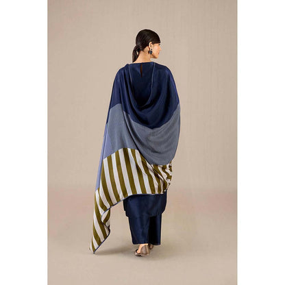 AMPM Navy Blue Kasia Kurta with Palazzo and Dupatta (Set of 3)