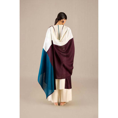 AMPM Burgundy Araiah Kurta with Palazzo and Dupatta (Set of 3)