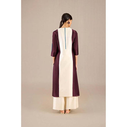 AMPM Burgundy Araiah Kurta with Palazzo and Dupatta (Set of 3)