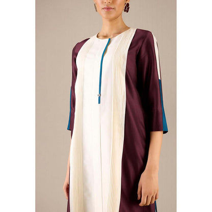 AMPM Burgundy Araiah Kurta with Palazzo and Dupatta (Set of 3)