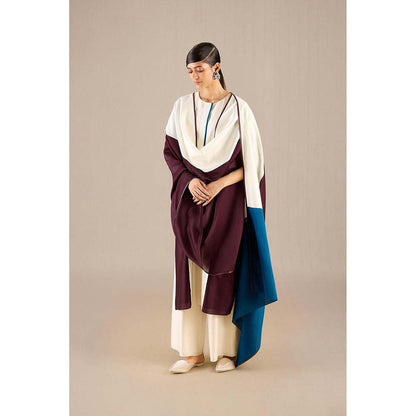 AMPM Burgundy Araiah Kurta with Palazzo and Dupatta (Set of 3)