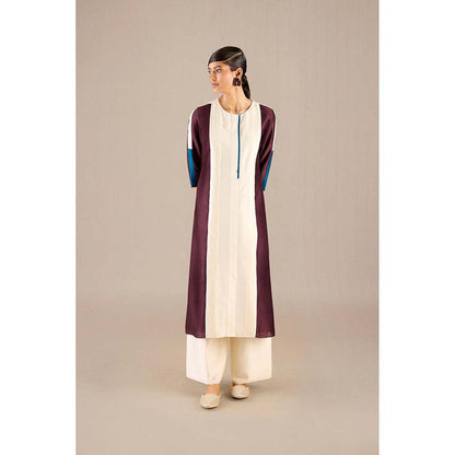 AMPM Burgundy Araiah Kurta with Palazzo and Dupatta (Set of 3)