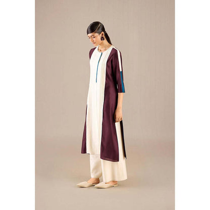 AMPM Burgundy Araiah Kurta with Palazzo and Dupatta (Set of 3)