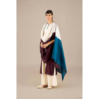 AMPM Burgundy Araiah Kurta with Palazzo and Dupatta (Set of 3)