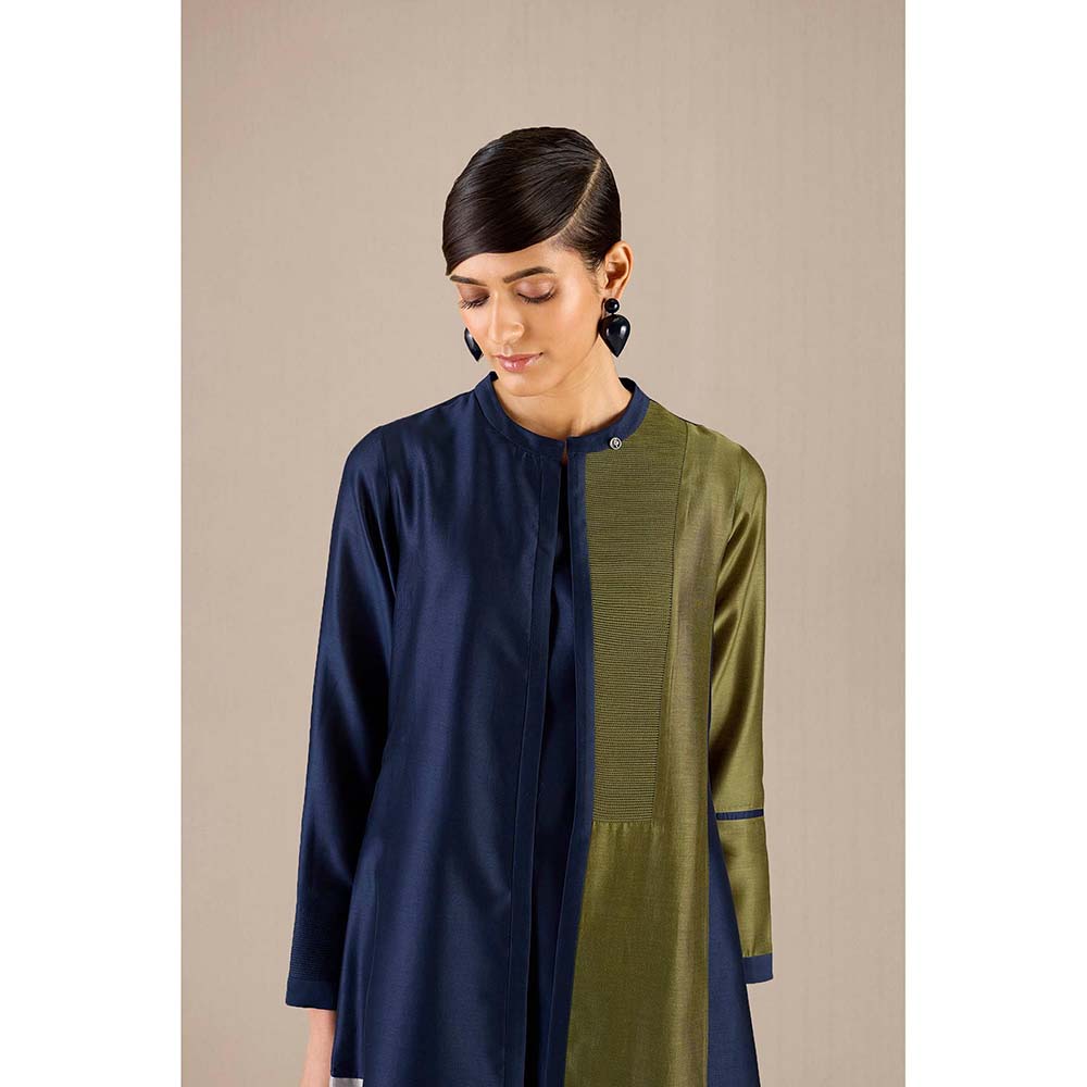 AMPM Navy Blue Hiba Inner with Palazzo and Jacket (Set of 3)