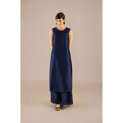 AMPM Navy Blue Hiba Inner with Palazzo and Jacket (Set of 3)