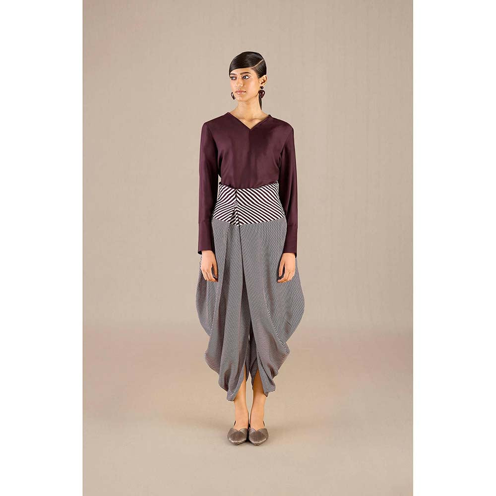 AMPM Burgundy Inessa Top with Dhoti (Set of 2)