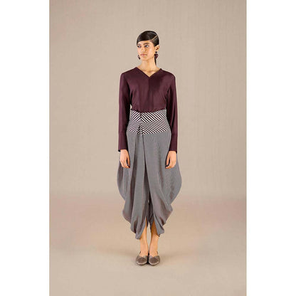 AMPM Burgundy Inessa Top with Dhoti (Set of 2)