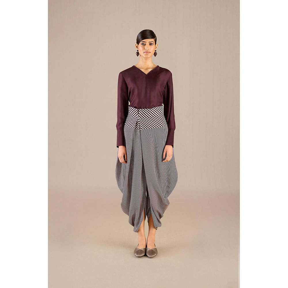 AMPM Burgundy Inessa Top with Dhoti (Set of 2)