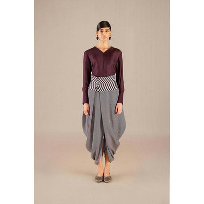 AMPM Burgundy Inessa Top with Dhoti (Set of 2)