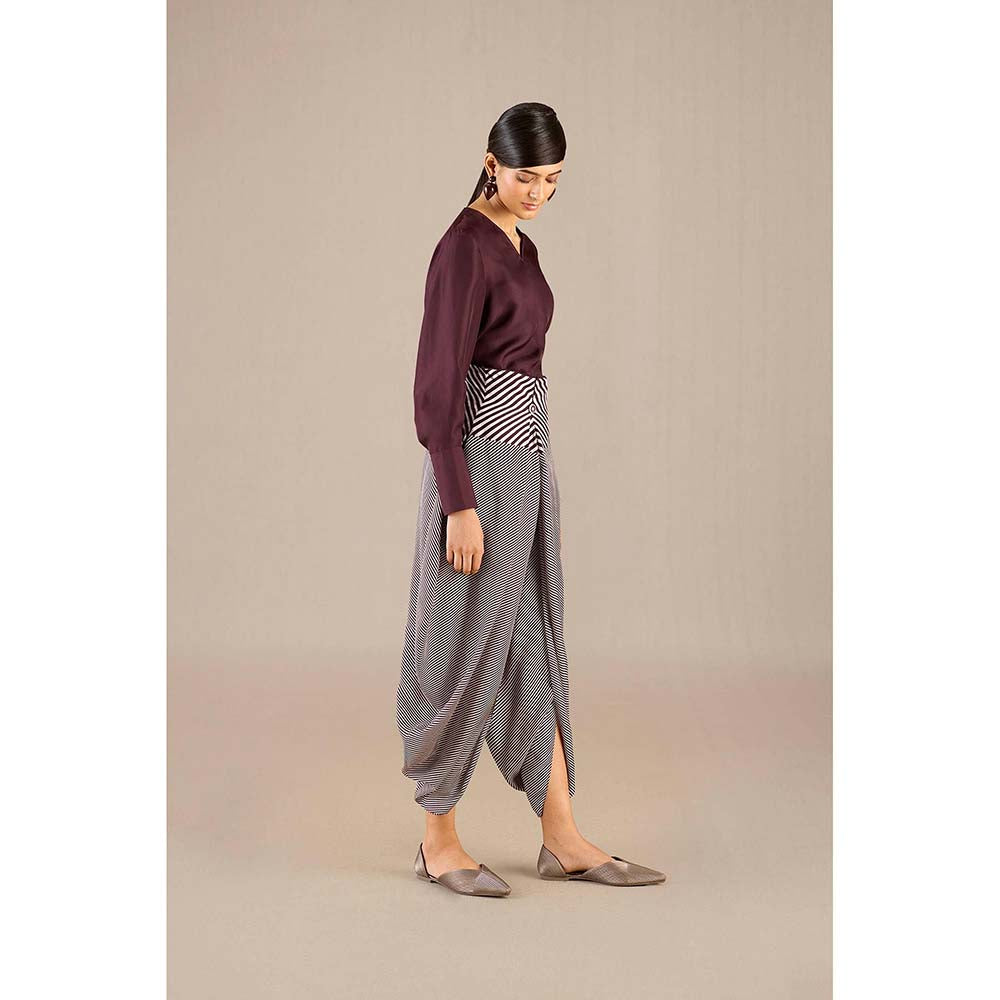 AMPM Burgundy Inessa Top with Dhoti (Set of 2)