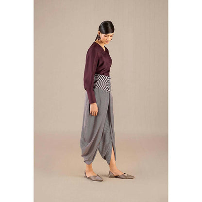 AMPM Burgundy Inessa Top with Dhoti (Set of 2)