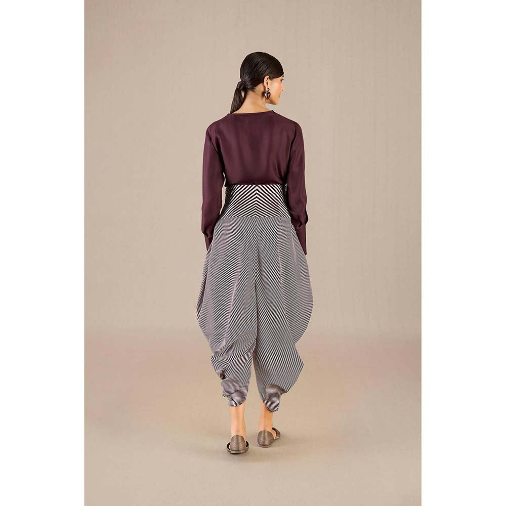 AMPM Burgundy Inessa Top with Dhoti (Set of 2)