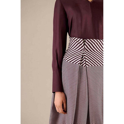 AMPM Burgundy Inessa Top with Dhoti (Set of 2)