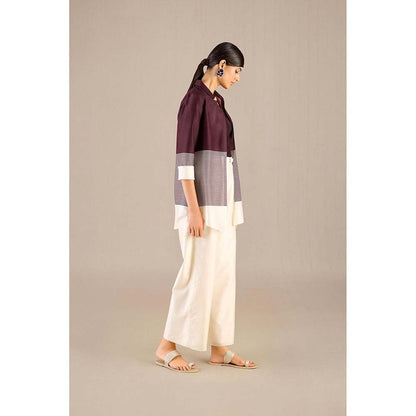 AMPM Burgundy Dariya Shirt with Inner, Pant and Belt (Set of 4)