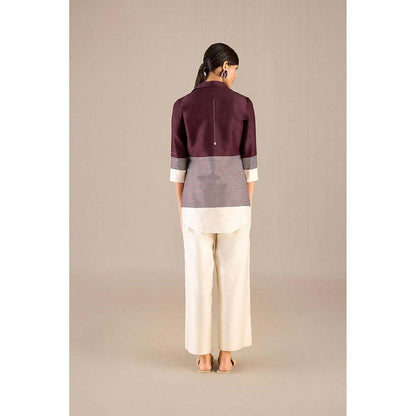AMPM Burgundy Dariya Shirt with Inner, Pant and Belt (Set of 4)