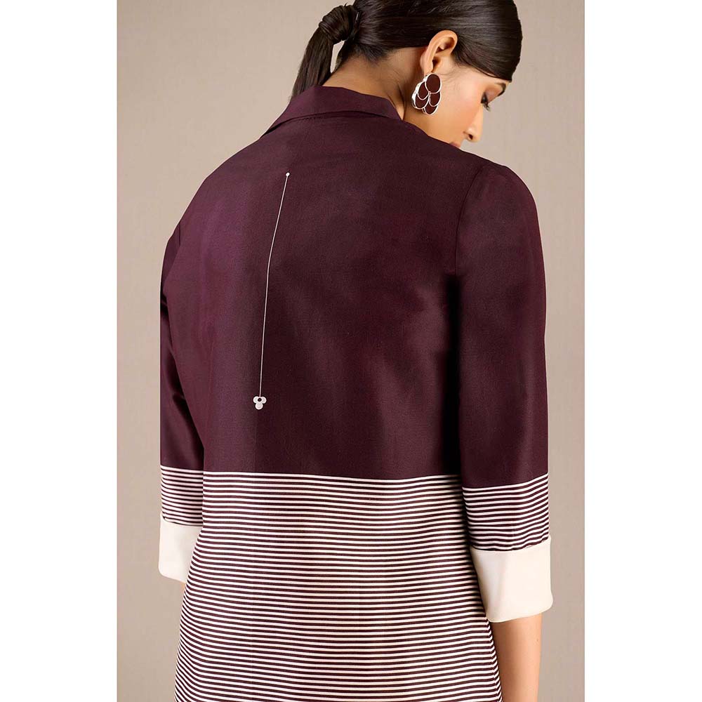 AMPM Burgundy Dariya Shirt with Inner, Pant and Belt (Set of 4)