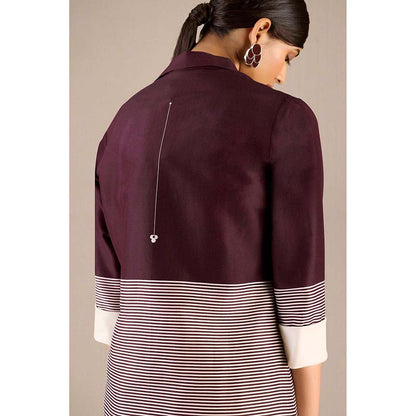 AMPM Burgundy Dariya Shirt with Inner, Pant and Belt (Set of 4)