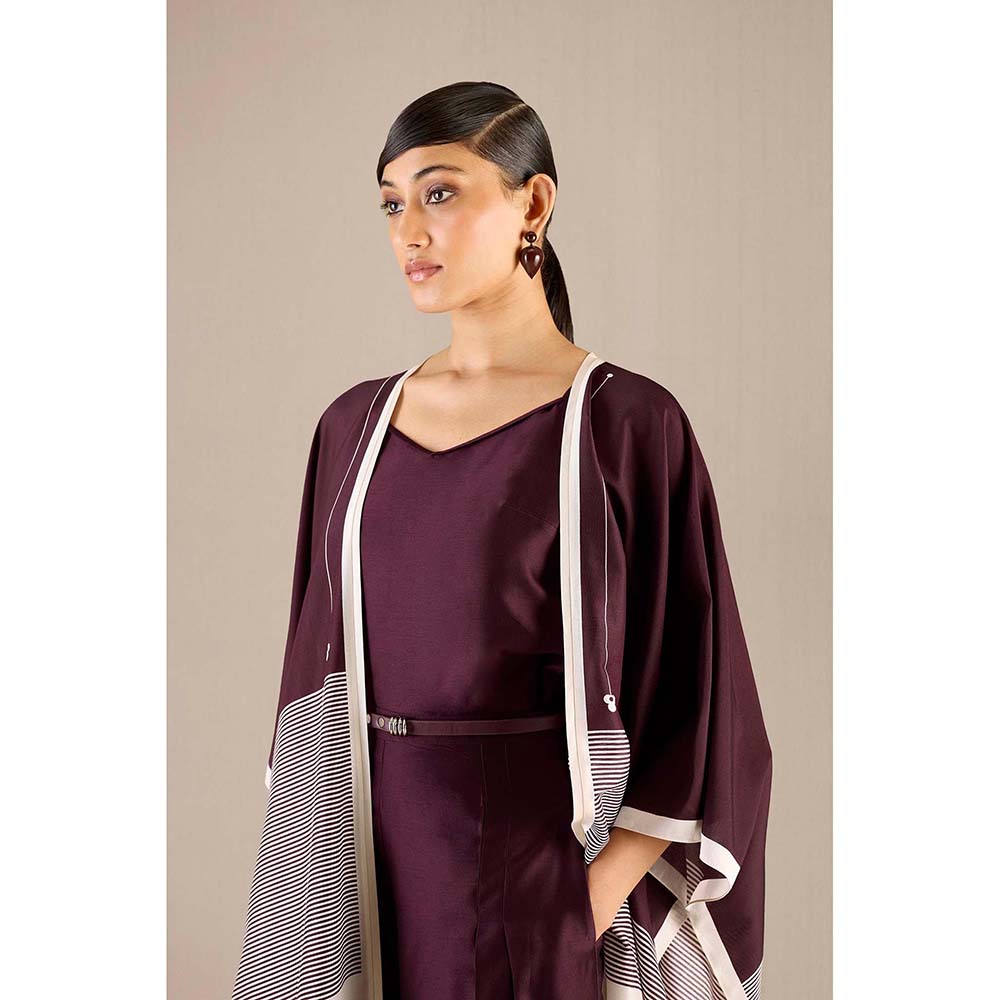 AMPM Burgundy Alaia Cape with Inner, Palazzo and Belt (Set of 4)