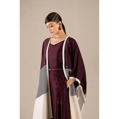AMPM Burgundy Alaia Cape with Inner, Palazzo and Belt (Set of 4)