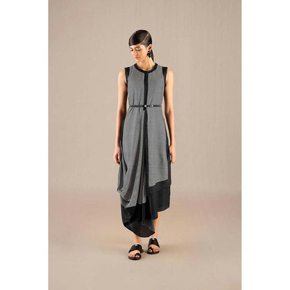 AMPM Black Riha Dress with Cape and Belt (Set of 3)