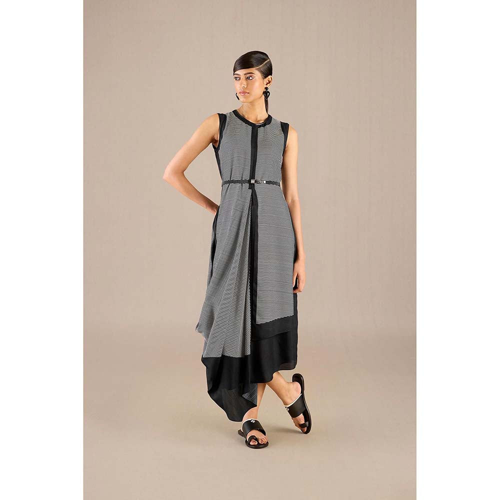 AMPM Black Riha Dress with Cape and Belt (Set of 3)