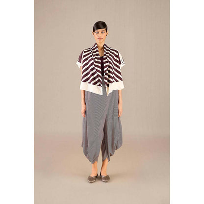 AMPM Burgundy Safiya Jacket with Inner and Dhoti (Set of 3)