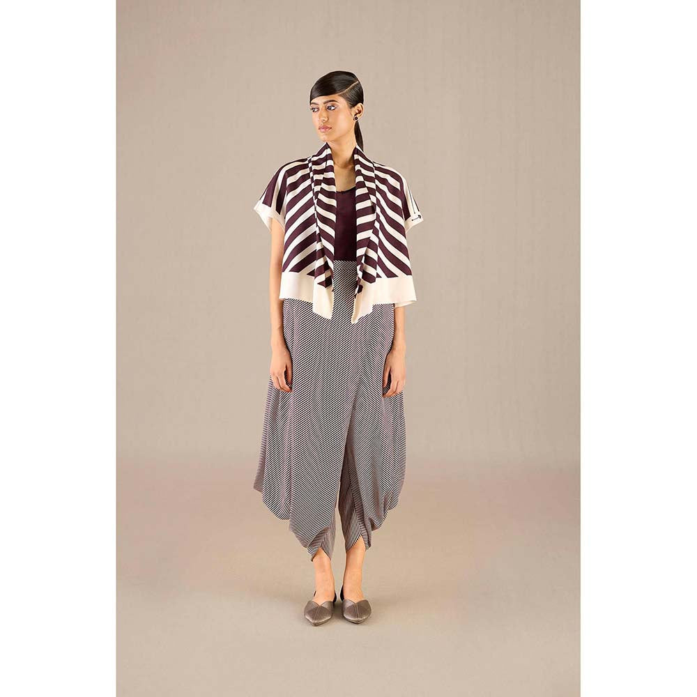 AMPM Burgundy Safiya Jacket with Inner and Dhoti (Set of 3)