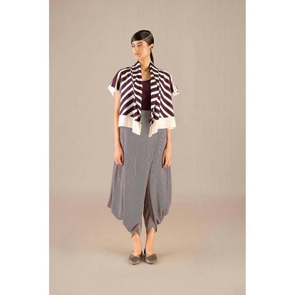 AMPM Burgundy Safiya Jacket with Inner and Dhoti (Set of 3)