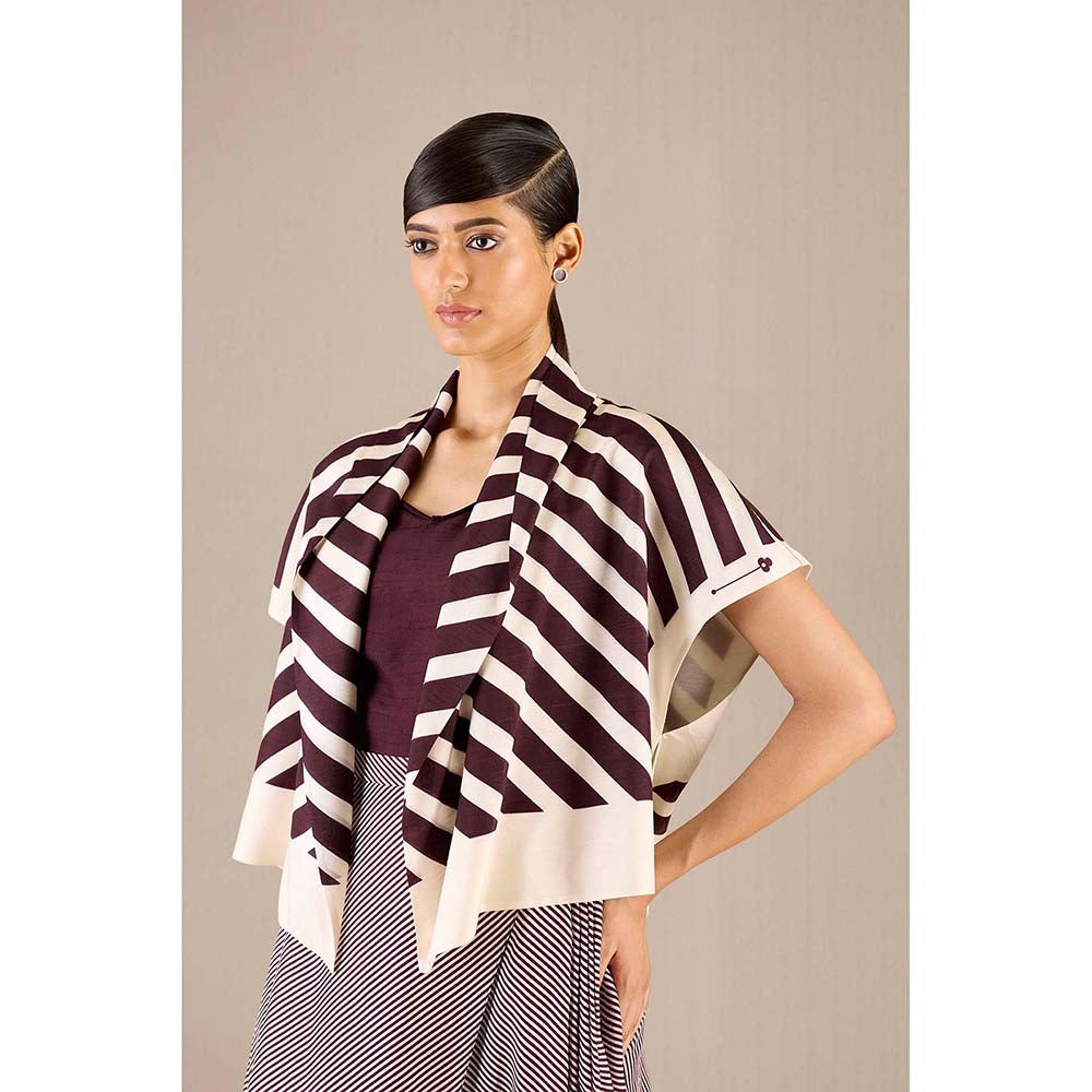 AMPM Burgundy Safiya Jacket with Inner and Dhoti (Set of 3)