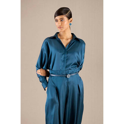 AMPM Blue Aarifa Shirt with Pant and Belt (Set of 3)