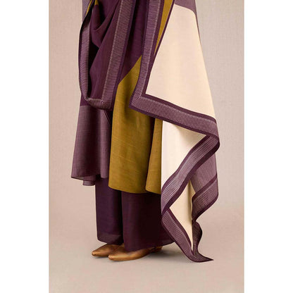 AMPM Sahira Purple Colorblock Kurta with Palazzo and Dupatta (Set of 3)