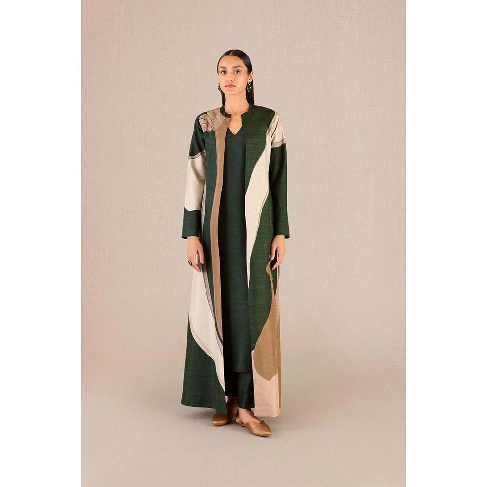 AMPM Amida Green Solid Kurta and Pant with Jacket (Set of 3)