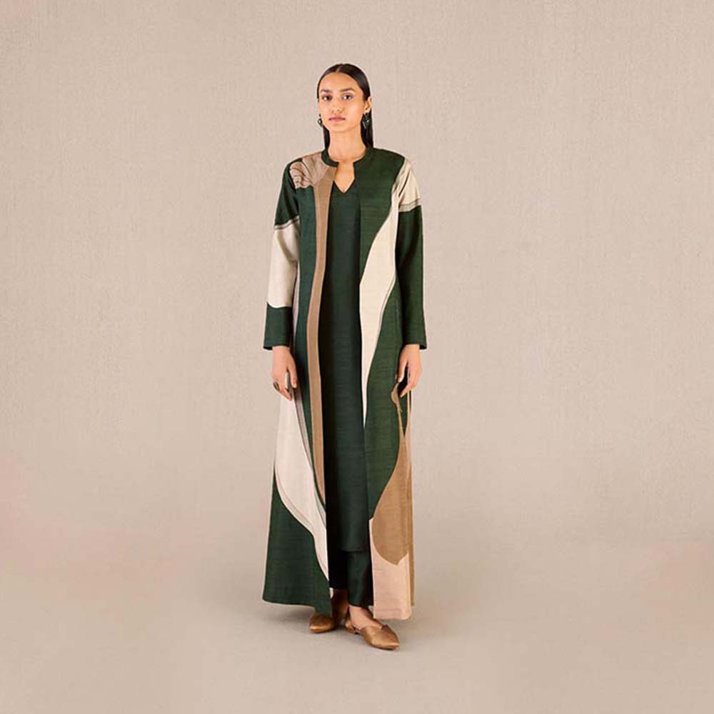AMPM Amida Green Solid Kurta and Pant with Jacket (Set of 3)