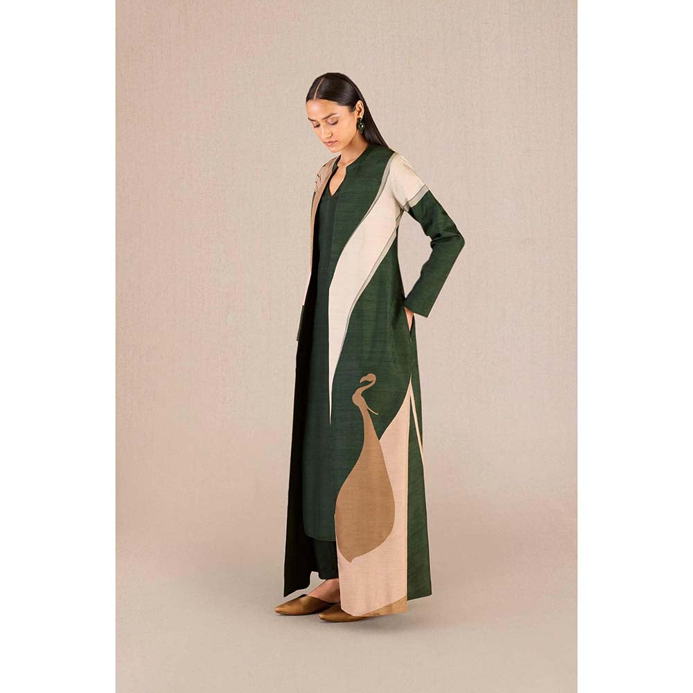 AMPM Amida Green Solid Kurta and Pant with Jacket (Set of 3)