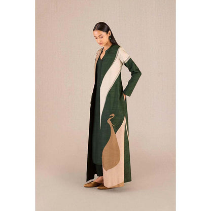 AMPM Amida Green Solid Kurta and Pant with Jacket (Set of 3)