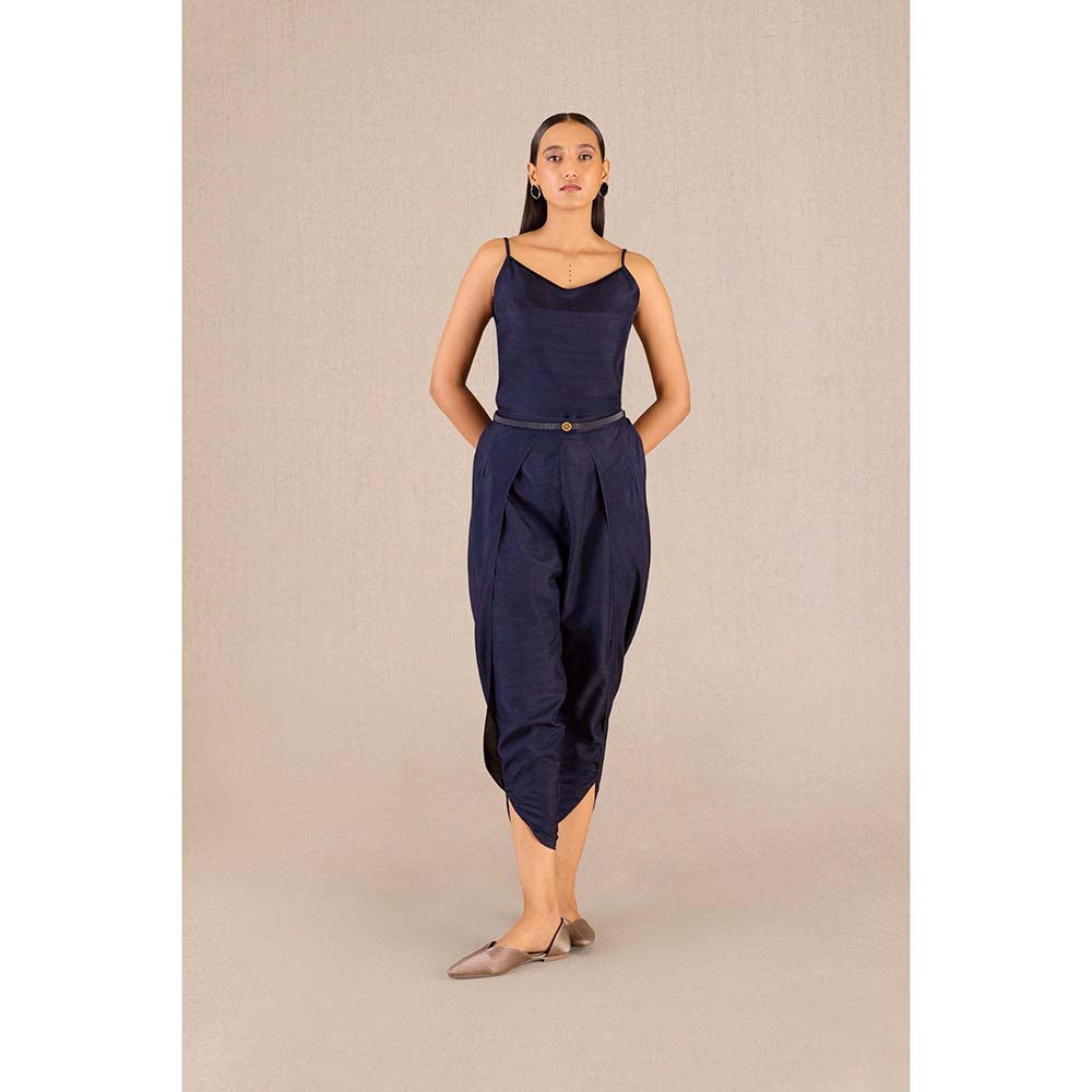 AMPM Ayat Navy Blue Printed Cape with Inner & Dhoti and Belt (Set of 4)