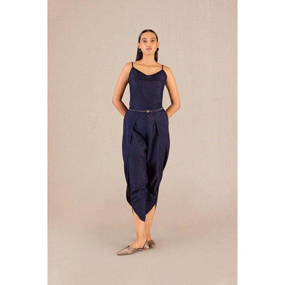 AMPM Ayat Navy Blue Printed Cape with Inner & Dhoti and Belt (Set of 4)